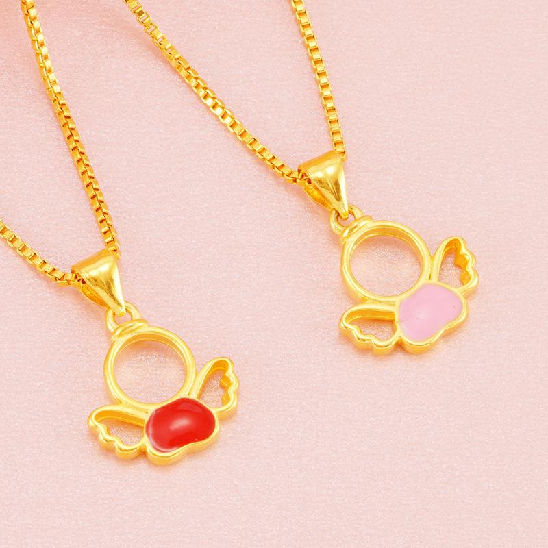 

Pendant Necklaces Colorful Angle Necklace 24K Gold Plated For Women Party Birthday Anniversary Statement Jewelry Gift