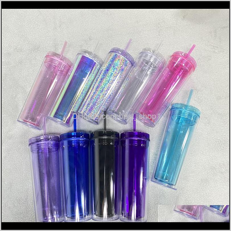 

10 Colored 20Oz Acrylic Skinnny Tumbler With Lid Straw Double Walled As Reusable Plastic Cups Clear Straight Travel Water Bottles Vgq8 Obzk8