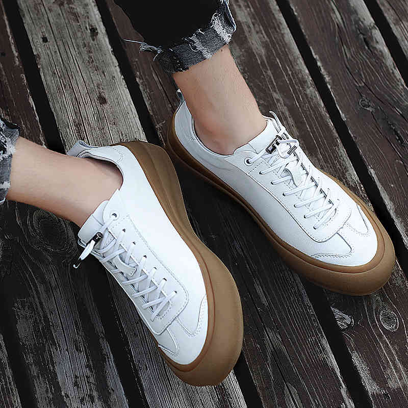 

dress shoes brand men flats classic sneakers s casual black white vulcanized lace-up plus size 38-44 * qr2j