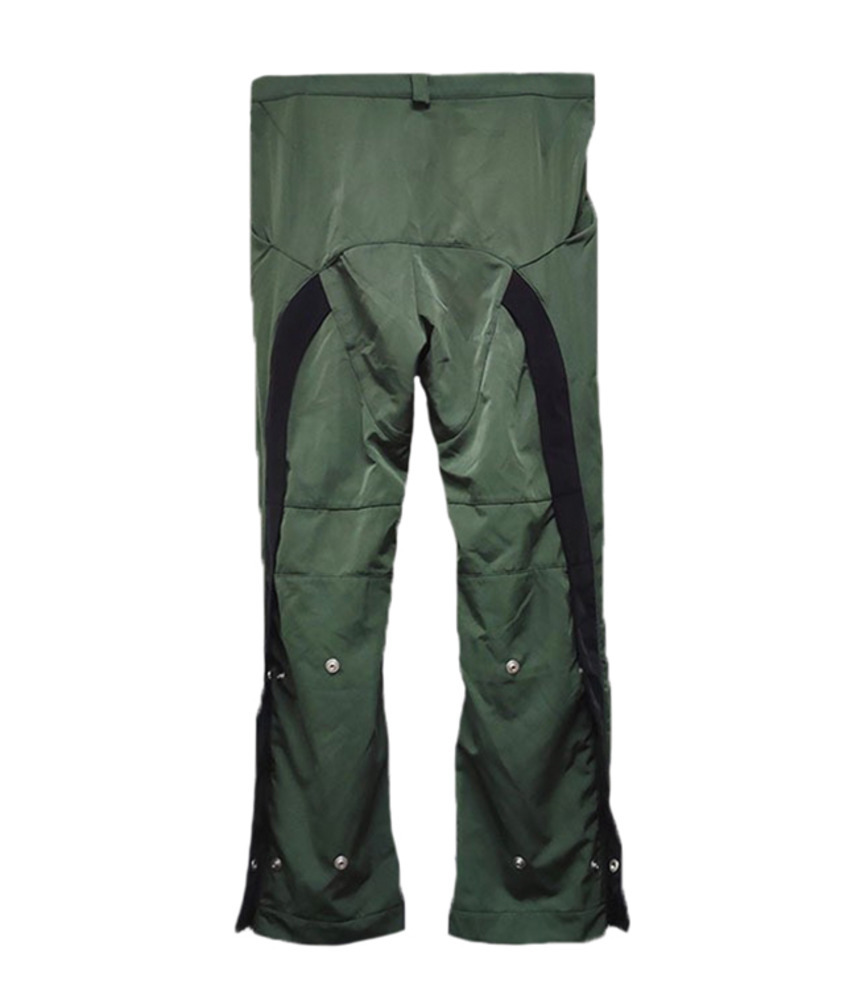 

Men' Pants Kiko kostadinov niche three-dimensional tailoring color matching breasted split nylon wide leg loose casual trousers, Army green