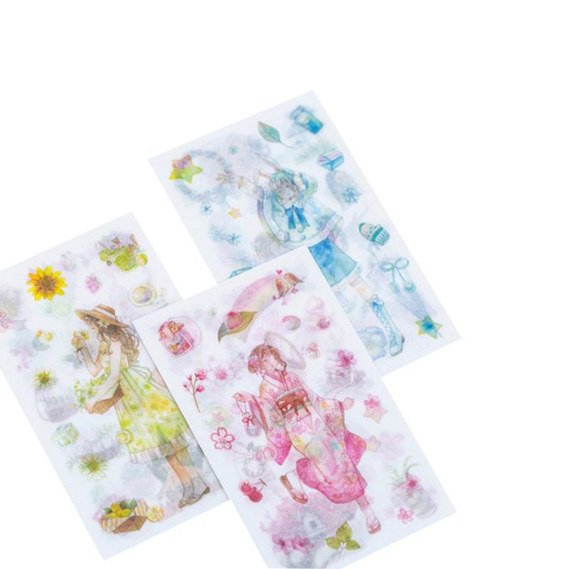 

12pack/lot Kawaii Girls Sticker Four Seasons Series Washi Dairy Decoration DIY Scrapbook Gift Wrap