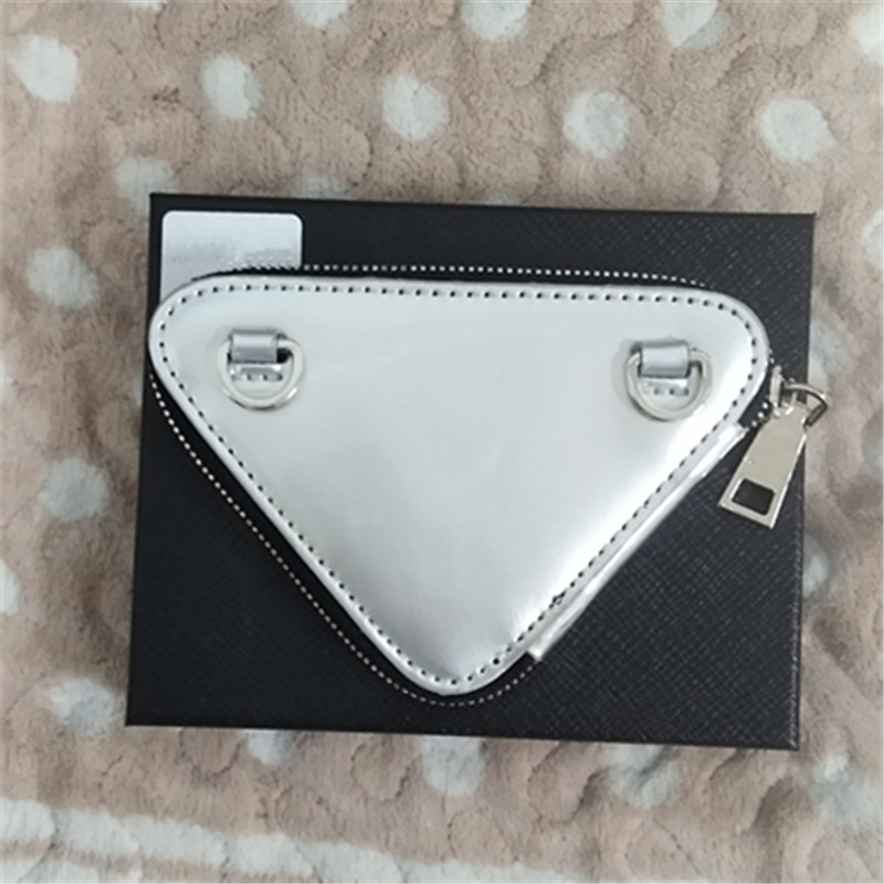 

Mirror sense mini triangle wallet luxury design triangle small pocket chain shoulder bag high quality pu leather ladies coin purse, Black(with l*g*)