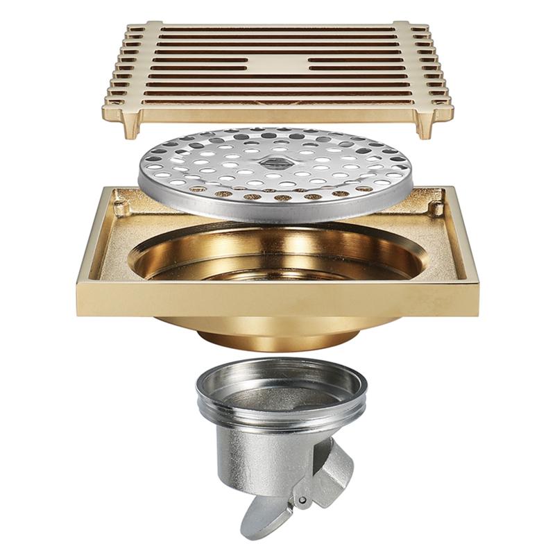 

Other Bath & Toilet Supplies Antique Brass Flower Art Carved Euro Floor Drains Square Drain Strainer Anti-Odor Dual-Use Shower Drainer