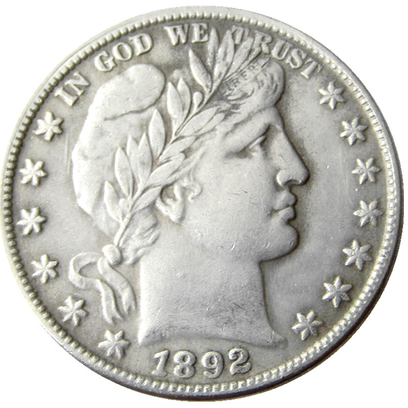 

US 1892 P/S/O Barber Half Dollar Craft Silver Plated Copy Decorate Coin metal dies manufacturing factory Price