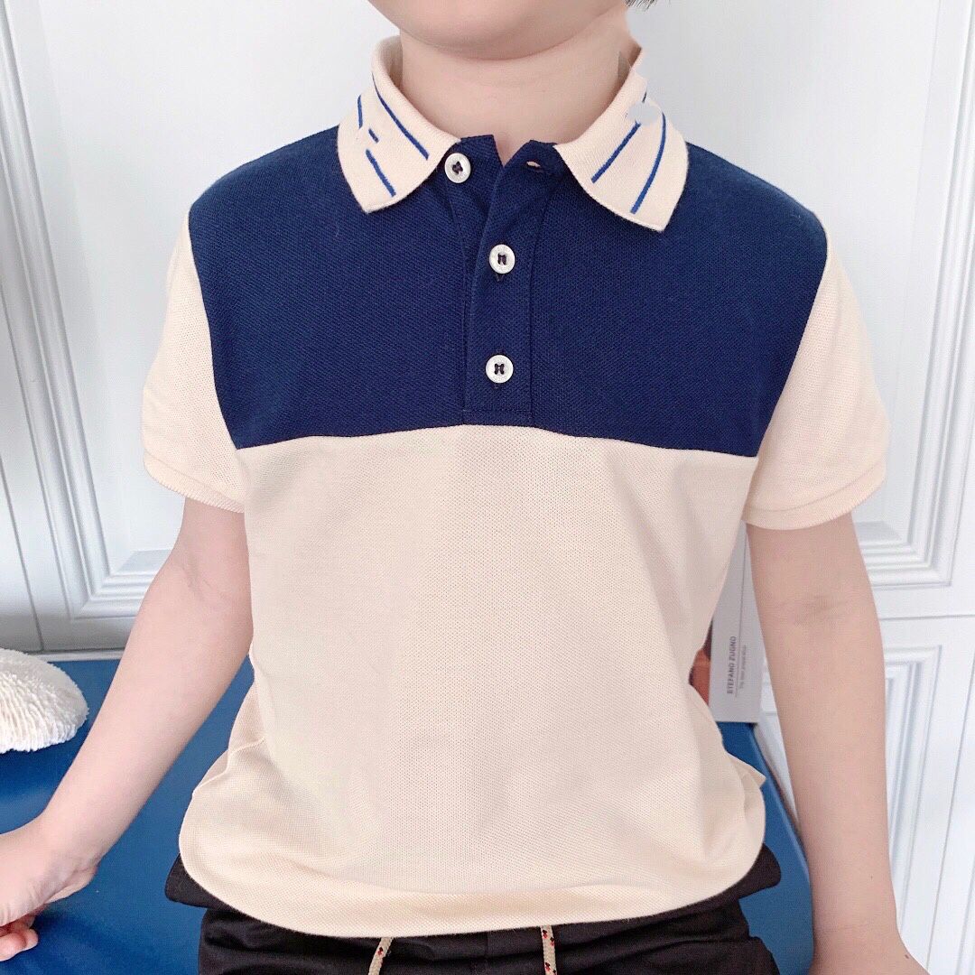 

2021 Summer Boys Short Sleeve polo Shirt 2-11y Children Lapel Solid Color Clothes Kids Cotton School Uniform t Shirts Out, Blue