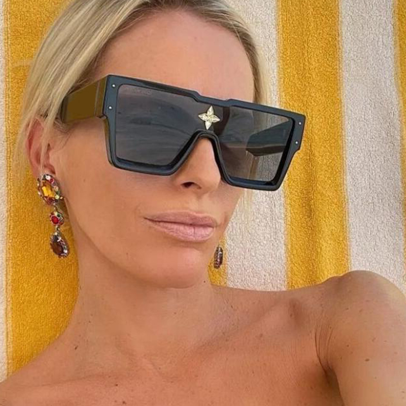 

Oversized Top Quality Designer Sunglasses Men 2021 Fashion Middle Flower One-Piece Sun Glasses Women Large Goggles Gafas UV400