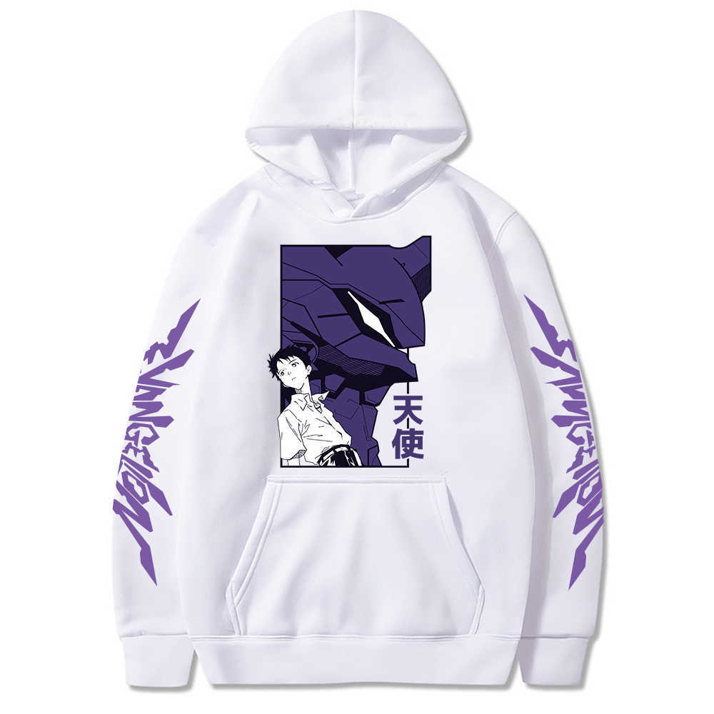 

2021 Anime Evangelion Hoodie Men Women Long Sleeve Unisex Sweatshirts Sudaderas Harajuku Pullover X0610, Black