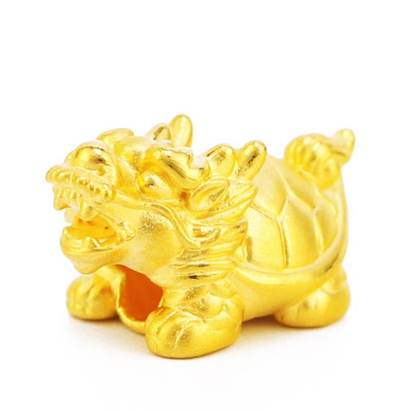 

Charm Bracelets 999 Solid 24K Yellow Gold Bracelet Dragon Tortoise Red String Weave