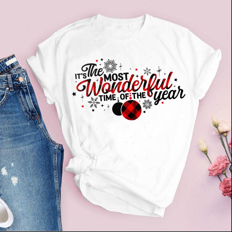 

Women T Shirts Tees for Plaid Snowflake Style Year 90s Holiday Christmas Clothes Female Tshirt Lady Tops Clothing Graphic Shirt, White