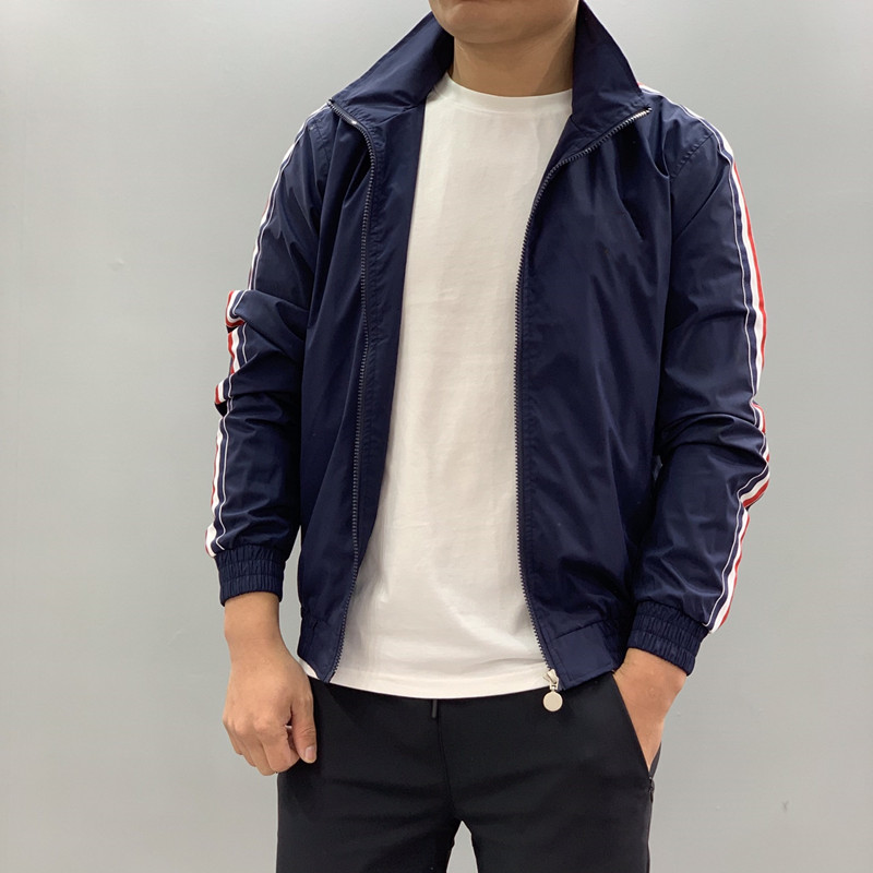 

Fashion Trend Men's Spring and Summer Thin Windbreaker Classic Breathable Style Jacket MON Handsome The Same Paragraph Flight Jacket J32, Black
