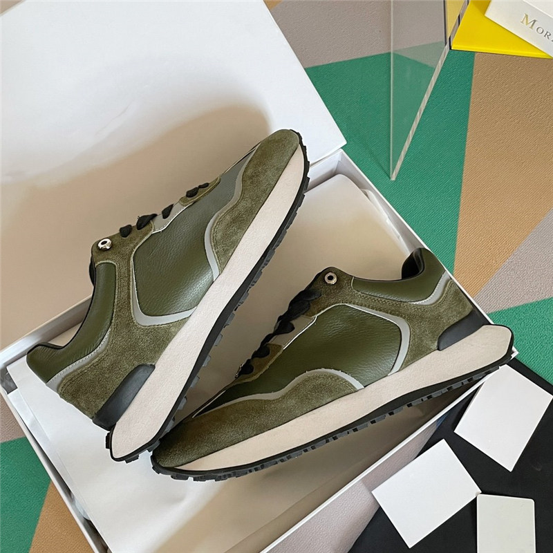 

Army green retro casual shoes Mens and Womens designer high quality leather sneaker Thick bottom non-slip outsole sport running shoe lovers sneakers