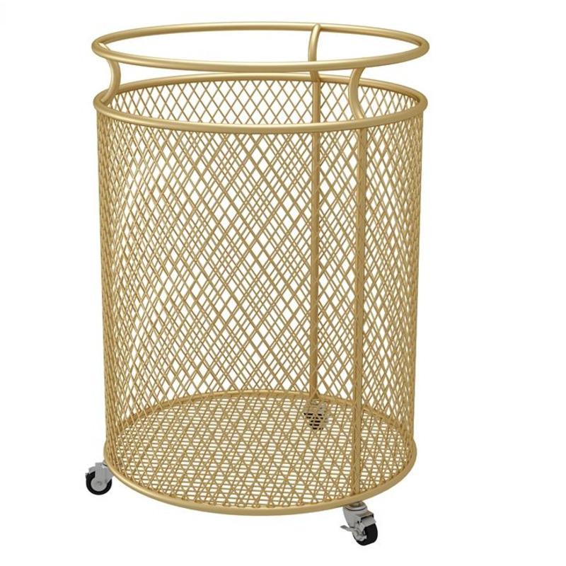 

Portable Golden Metal Dirty Clothes Hamper Cylindrical Laundry Basket Organizer Bathroom Sorter 3 Colors Storage Baskets