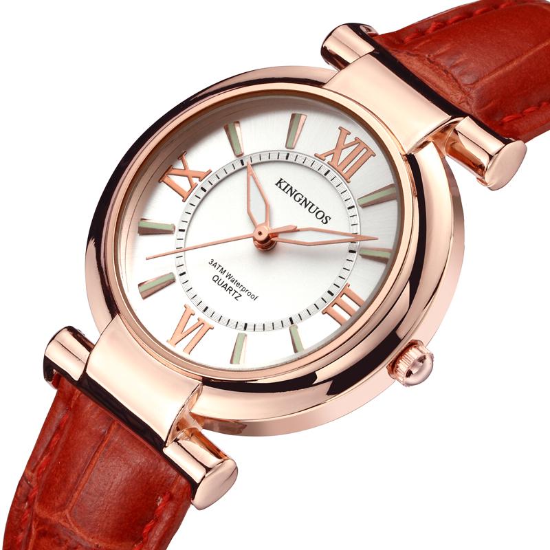 

Wristwatches Watch Women Luxury Fashion Casual 30 M Waterproof Quartz Watches Genuine Leather Strap Sport Ladies Elegant Wrist Girl, Red
