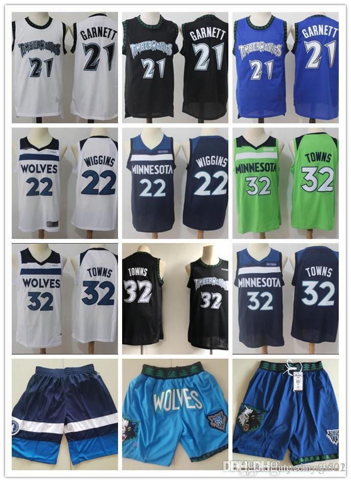 

Mens Minnesota Timberwolves Throwback Kevin 21 Garnett Karl-Anthony 32 Towns Andrew 22 Wiggins Shorts Basketball Jerseys, Black;red