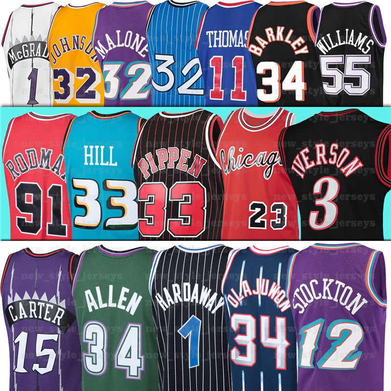 

Vince Jason Carter Scottie Retro Basketball Jerseys Williams Allen Pippen Iverson Stockton Nash Mitchell Ness Nba Kevin Hardaway Garnett, Black;red