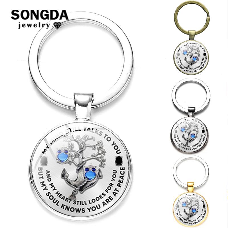 

Keychains SONGDA Hummingbirds Art Tree Of Life Key Chain Convex Glass Pendant For Women Ring Fashion Couple Jewelry Gift, Silver