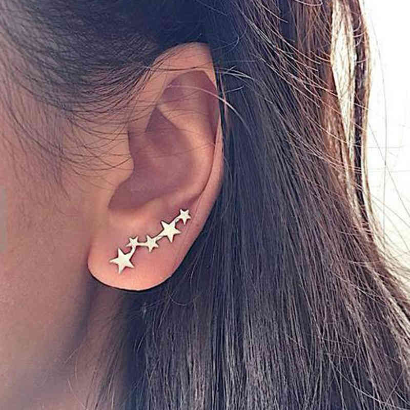 

Moon Star Ear Climber Tiny Star Moon Stud Earrings For Women Everyday Teen Mothersday Celestial Birthday Gift Jewelry Earrring