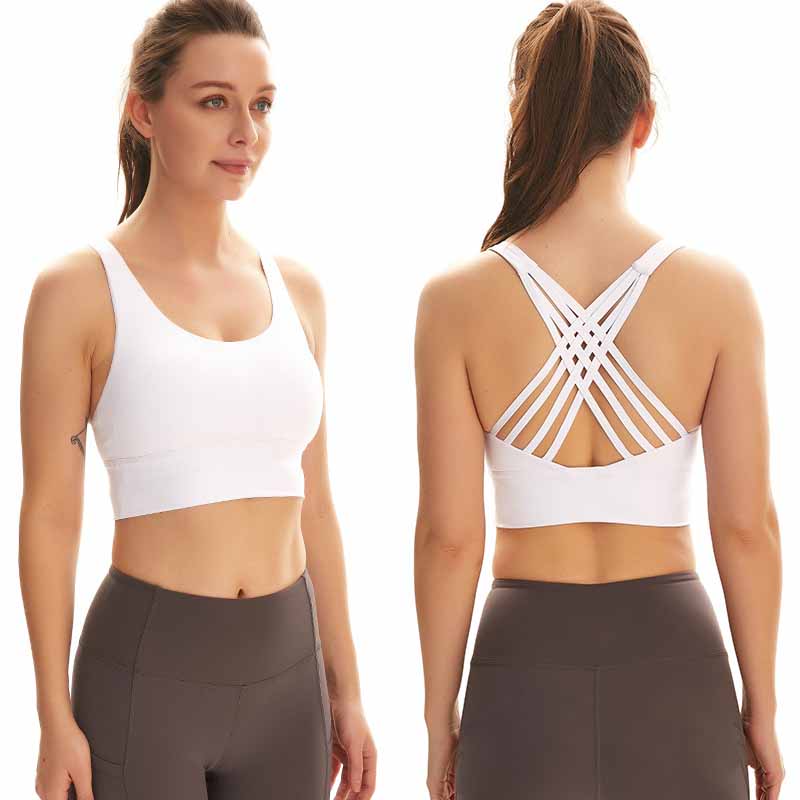

Women Sports Bra Yoga Outfits Gym Vest Push UpTops Beauty back fitness Sexy Underwear Lady Top Shakeproof tank L-095, Black