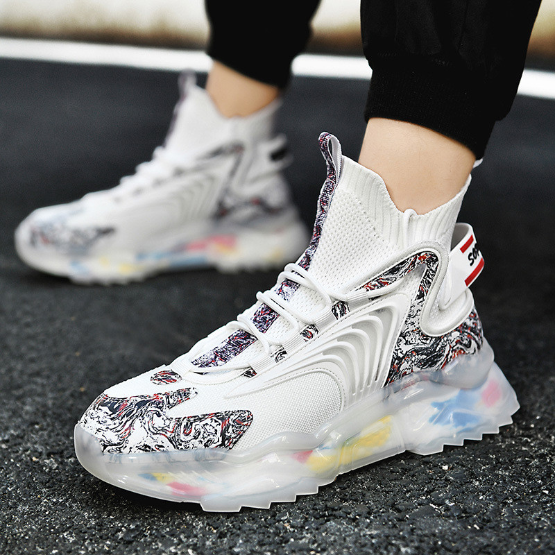 

2021 Socks Running Shoes Large size breathable surface casual shoe Korean version men's fashion popcorn soft soles sports travel men sneaker #A0001