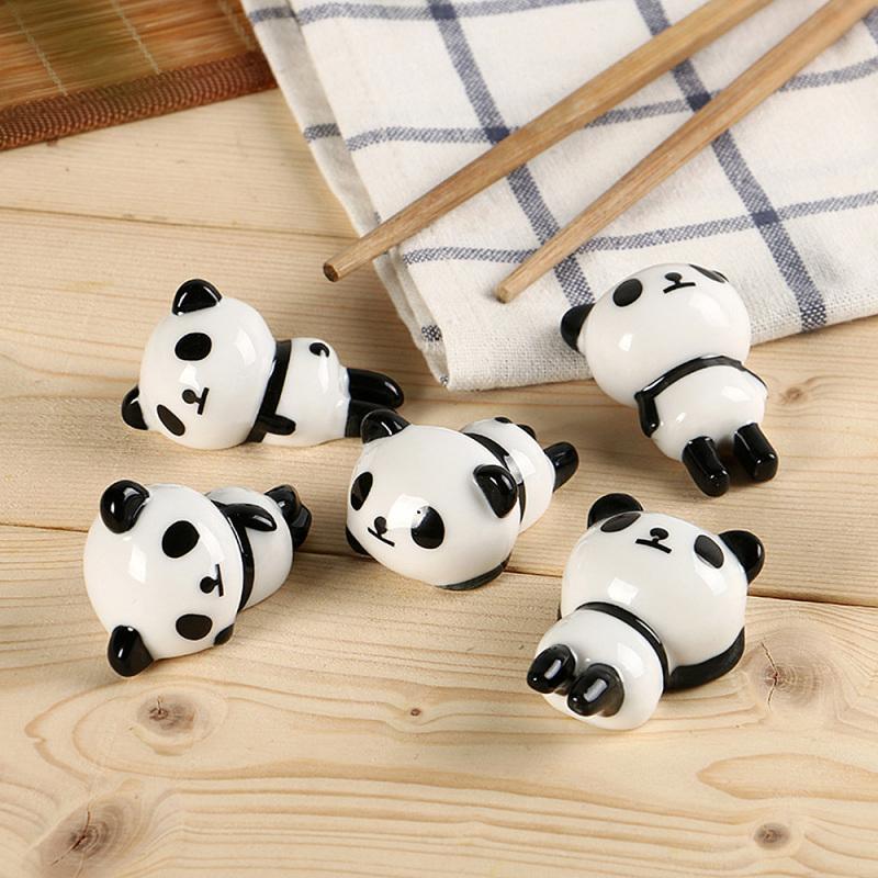 

5PC Cute Panda Shape Ceramic Chopstick Rest Holder DIY Home Kitchen Dining Table Decoration Supplies Chopsticks