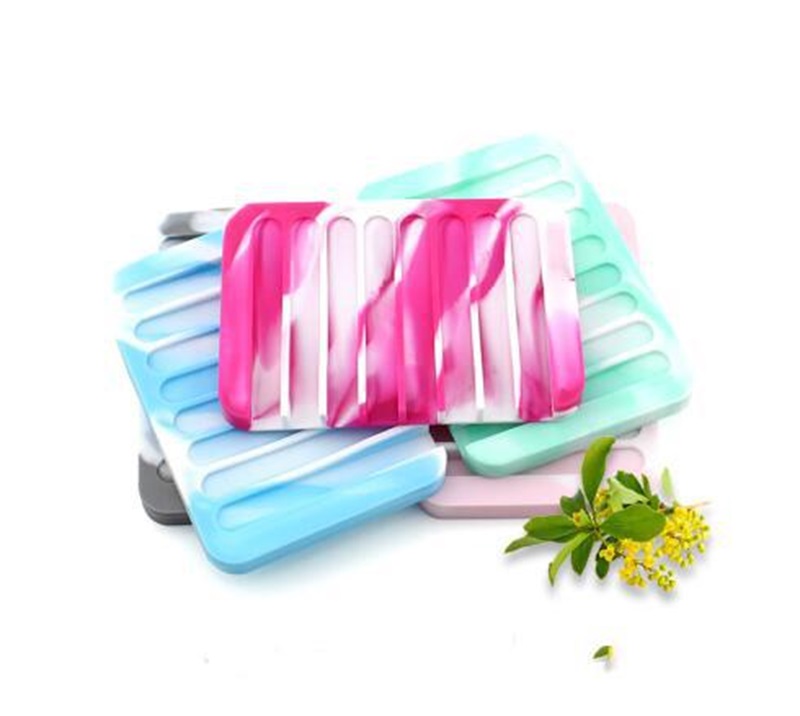 

Fashion Silicone Flexible Soap Dish Plate Holder Tray Drainer Shower Waterfal for Bathroom Kitchen Counter Profitable Item for Retail 463 R2, As picture