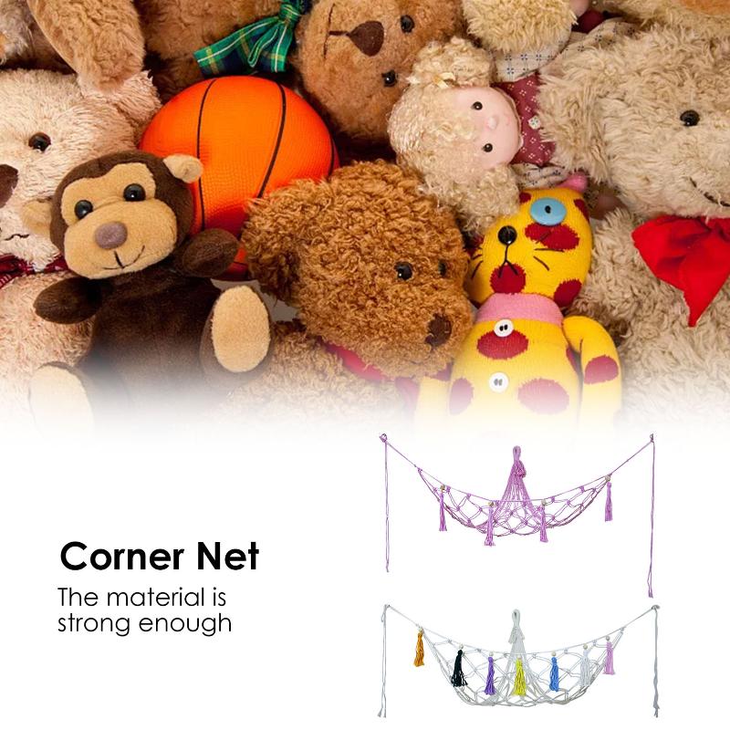 

Storage Bags Stuffed Toy Organizer Hammock Boho Hanging Durable Netting Holder Decoration For Home Baby Children