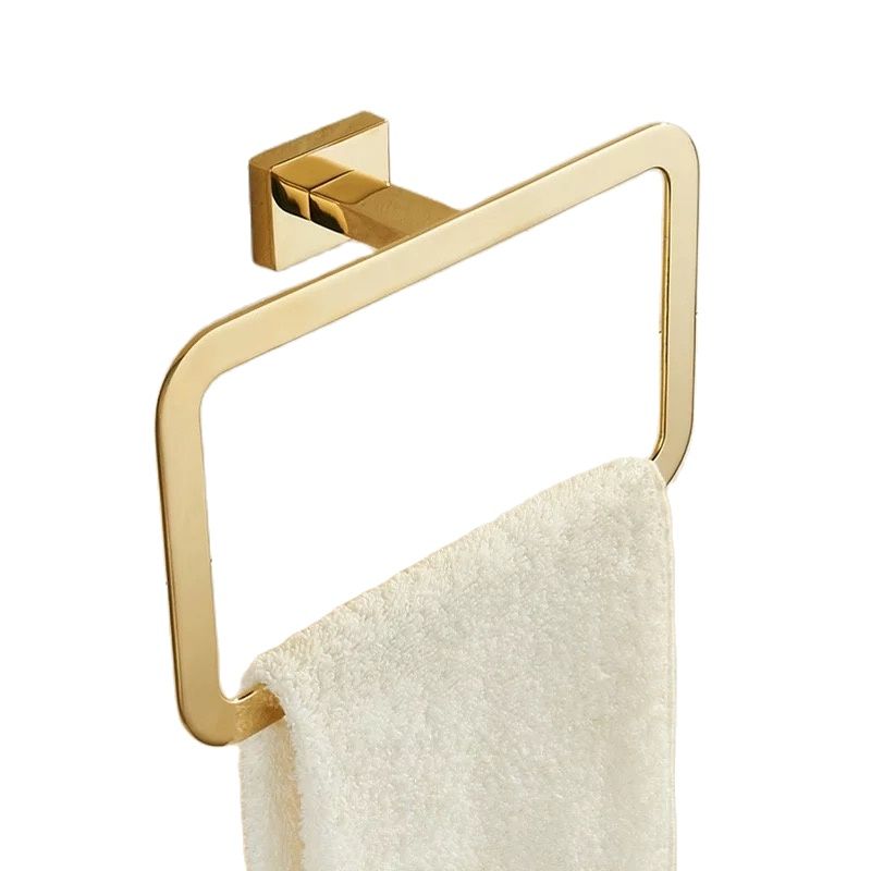 

Gold towel rings Square Shape Wall Mounted bathrobe Holder Polished Stainless Steel bar rack bathroom accessories, Golden
