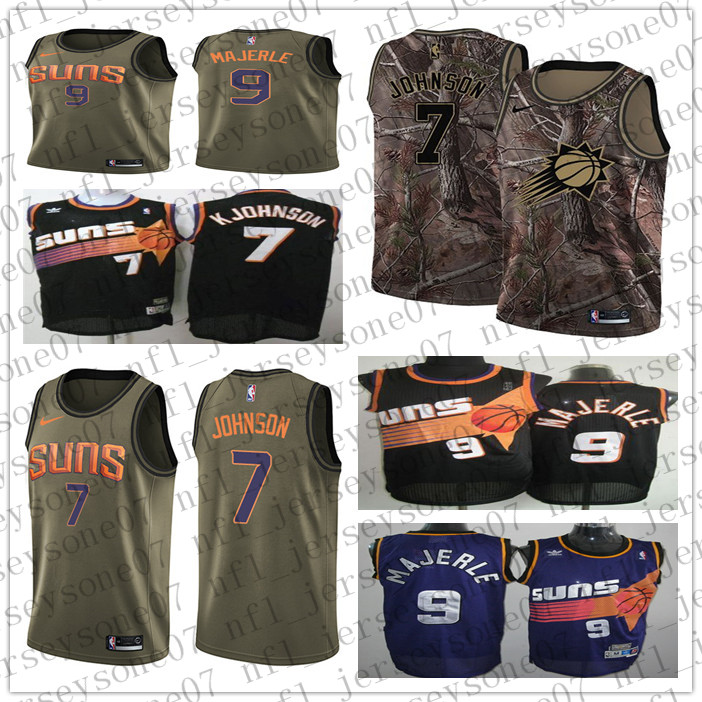 

2021 custom men youth women Sunss 7 Kevin Johnson 9 Dan Majerle black white purple Throwback Basketball jersey