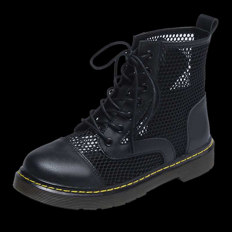 

Boots Mesh Hollow Women Short 2021 Fashion Summer Thin Section Breathable Cool Female High Top Sandals, Black