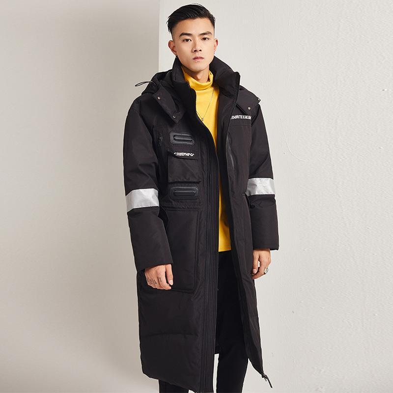 

men's down & parkas jacket in winter the trend of lovers' clothes korean version extended over-the-knee and jackets black