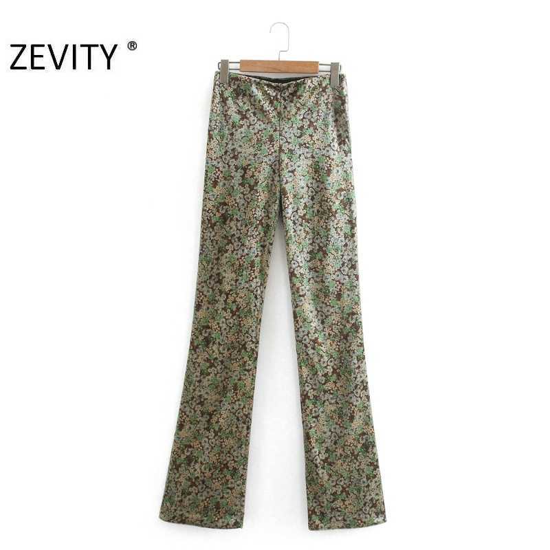 

Zevity Women Vintage Flower Print Slim Velvet Pencil Pants Femme Side Zipper Fly Trousers Lady Retro Casual Chic Pants P958 210603, As pic p958xn