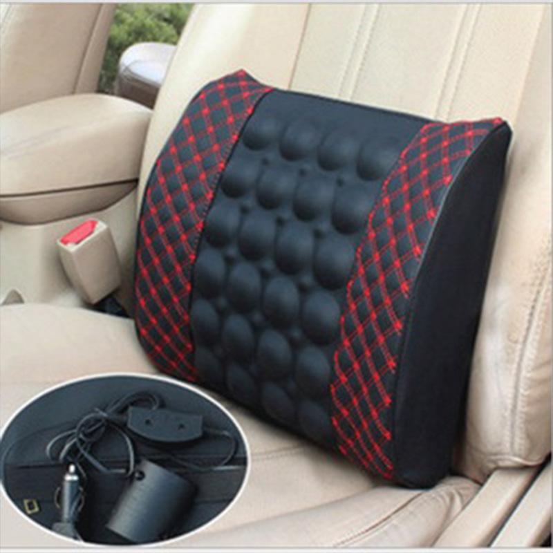 

Seat Cushions Car Styling Headrest Waist Electric Massage Red Wine Cushion Interior Accessories Ultra-fine Leather