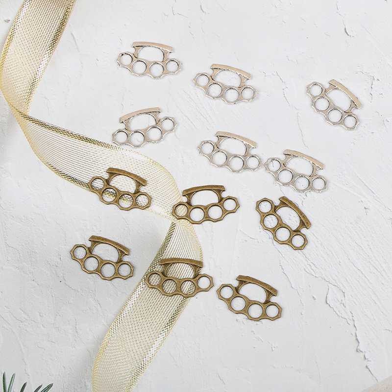 Charms 10pcs Punch Knuckle Dusters Antique Silver Color Plated Pendants Making DIY-image-744702117
