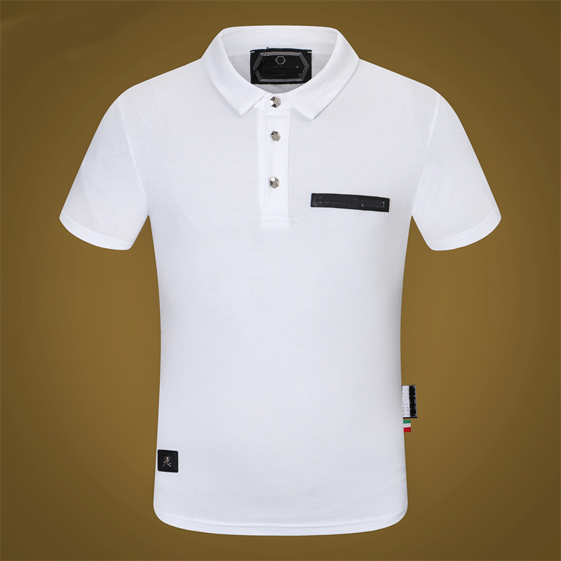 

Men's trend printed T-shirt fashion casual designer summer high quality lapel top short sleeves S-XXXL, White