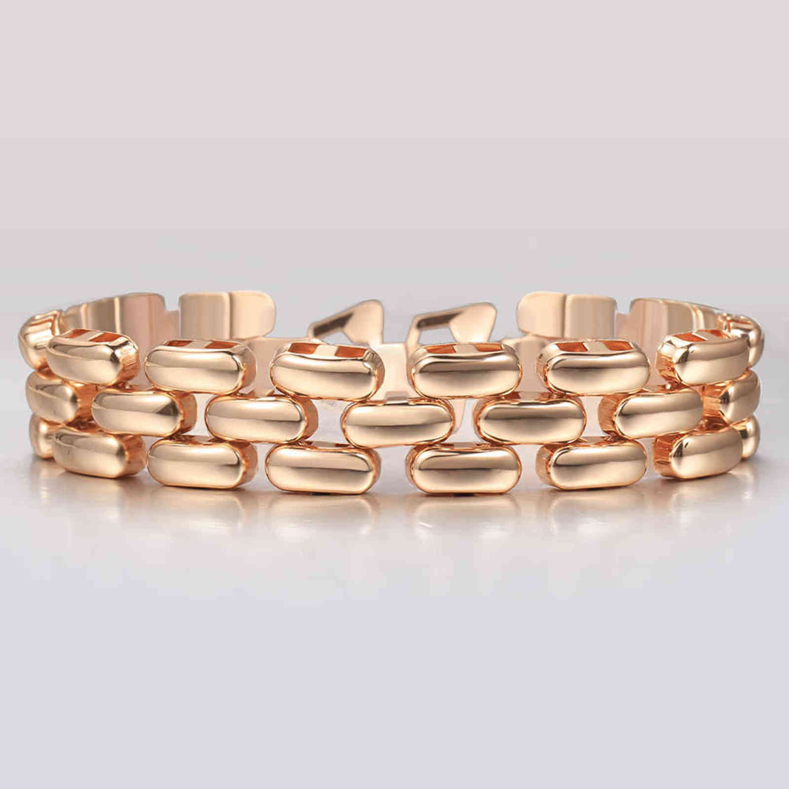 

16mm Women Link Bracelet Mesh Weave Wristband 585 Rose Gold Bangle Trendy Jewelry Russia Accessories 20cm Cb69