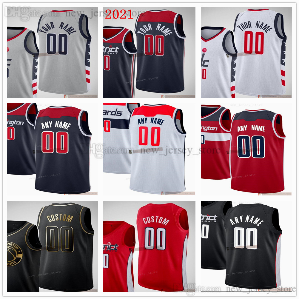 

Custom Printed Basketball Jerseys 4 Russell 3 Bradley Westbrook Beal 42 Davis Bertans 15 Robin Lopez 8 Rui Hachimura 9 Deni Avdija Jersey, Black;red