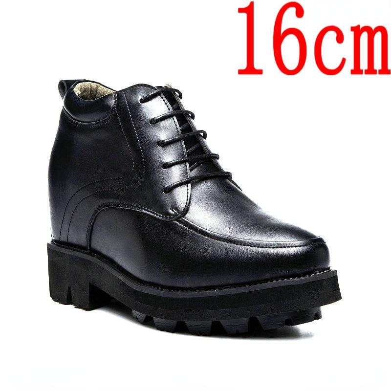 

Dress Shoes Height-increasing Men 16cm Men's Invisible Leather Extra-high Elevator Thick-soled, Black 15.5cm