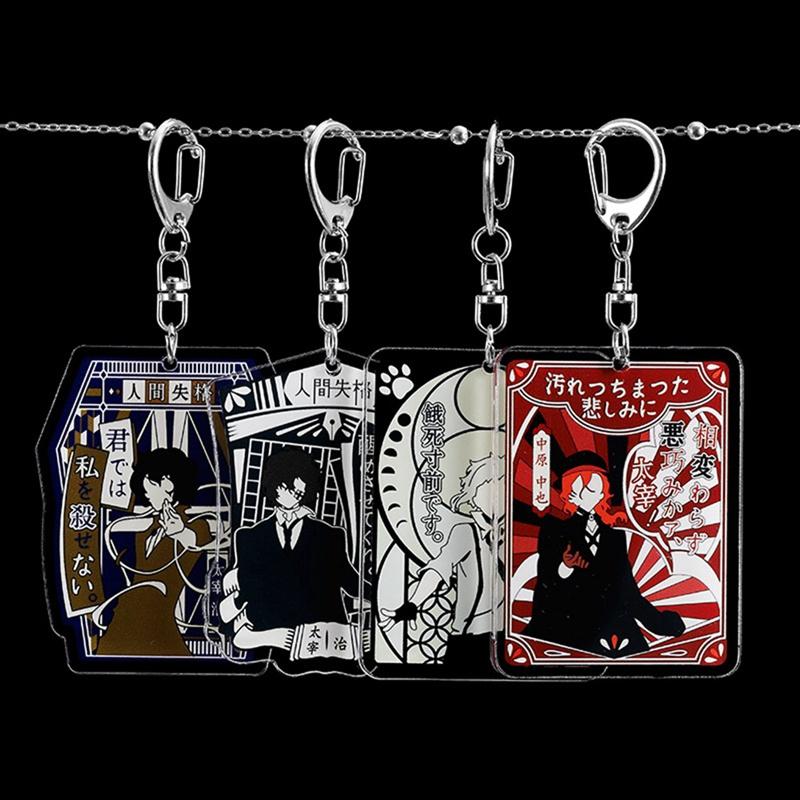 

Anime Stray Dogs Keychain Dazai Osamu Nakahara Chuya Akutagawa Ryunosuke Cute Fun Cartoon Acrylic Key Chain Transparent Pendant Decorative O