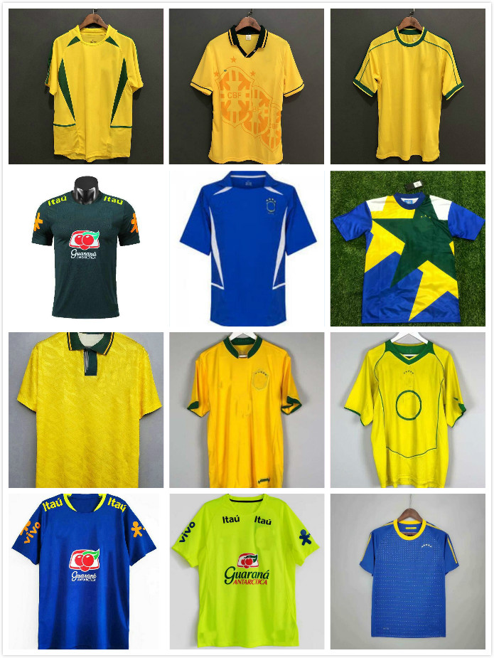 

2000 2002 2004 2006 2010 Retro BraziLS RONALDINHO Soccer Jerseys 1957 1988 1991 1993 1994 1998 BEBETO ROMARIO RONALDO return football shirt RIVALDO ancient maillot