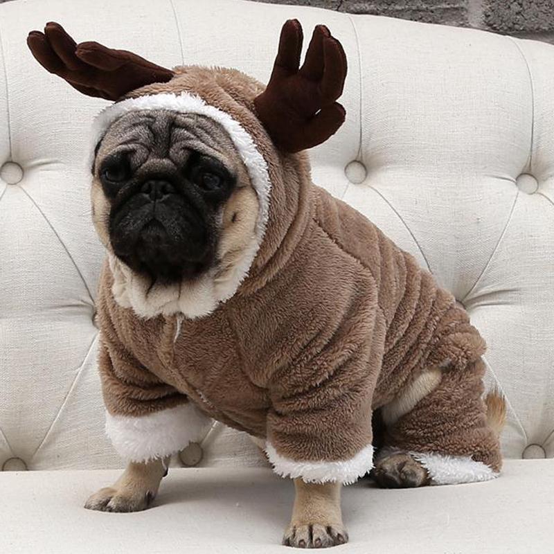 

Dog Apparel Winter Warm Fleece Pet Clothes For Small Dogs Christmas Costume Jumpsuit Puppy Coat Jacket Chihuahua Pug Clothing, Brown