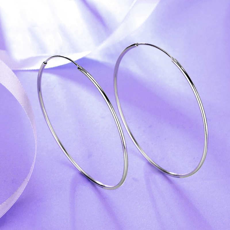 

Hoop & Huggie Genuine 925 Sterling Silver Small Big Size Earrings Real Brincos Fine Jewelry For Women