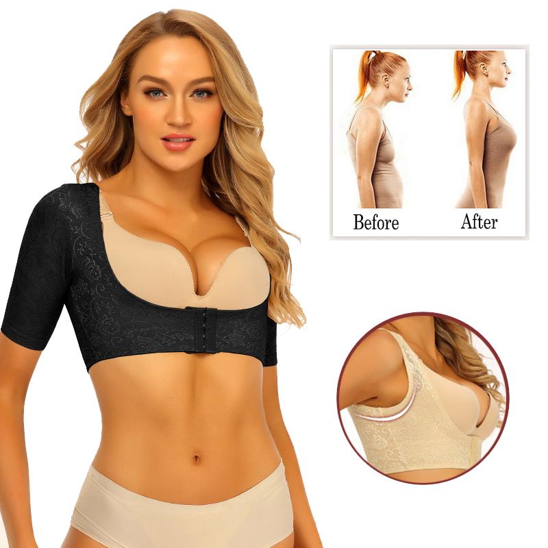 

Women' Shapers Women Invisible Chest Lifter Seamless Arm Shaper Corrective Underwear Slimming Shapewear Body Slimmer Modeling Corset, Black sleeves
