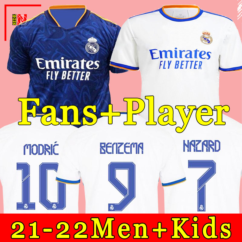 

REAL MADRID jerseys 21 22 soccer football shirts ALABA HAZARD BENZEMA ASENSIO MODRIC MARCELO camiseta men + kids kit 2021 2022 uniforms home away fourth, 5-point pants (black)