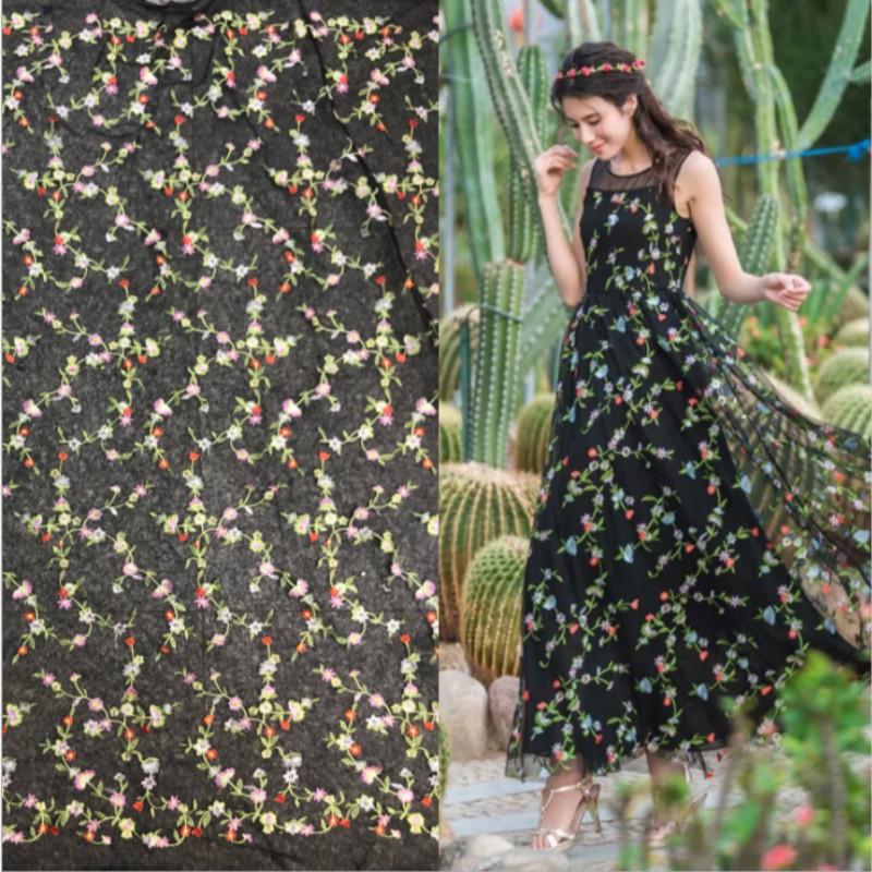 

Ribbon 1yard Black Embroidery Lace Fabric Polyester Women's Dress Embroidered