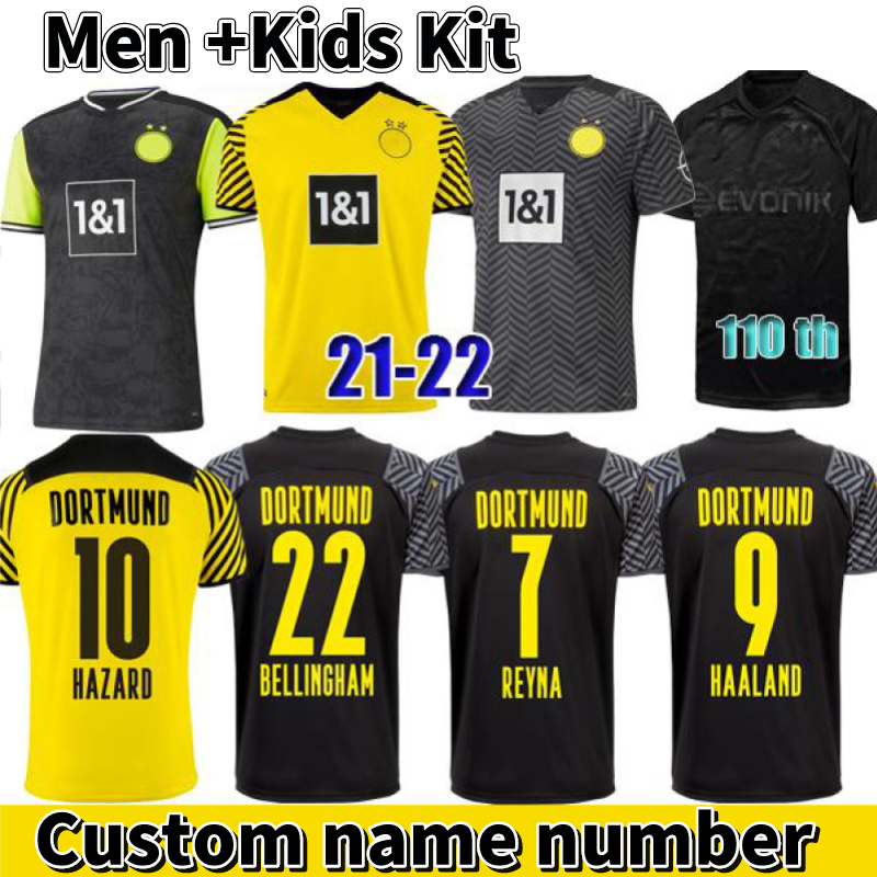 

21 22 Soccer Jersey BVB Borussia Dortmund HAALAND jerseys Men Football Shirt REUS HAZARD REYNA MALEN BELLINGHAM HUMMELS 2021 fourth Kids Kits uniforms SANCHO