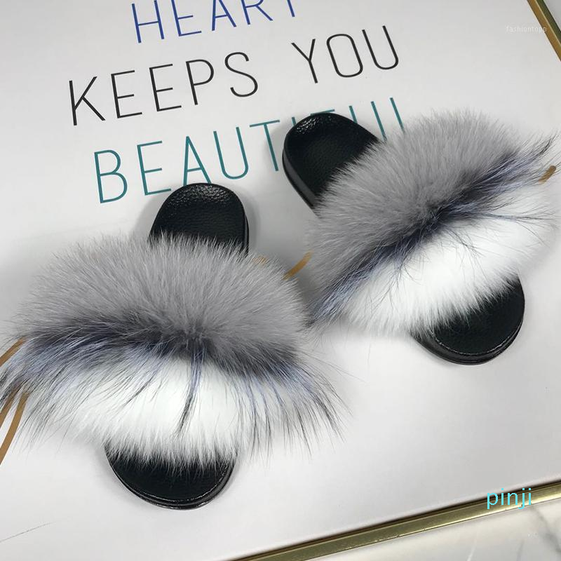 

Fur Slippers Women Fluffy Sliders Real Fur Flip Flops Summer Fashion Home Slippers