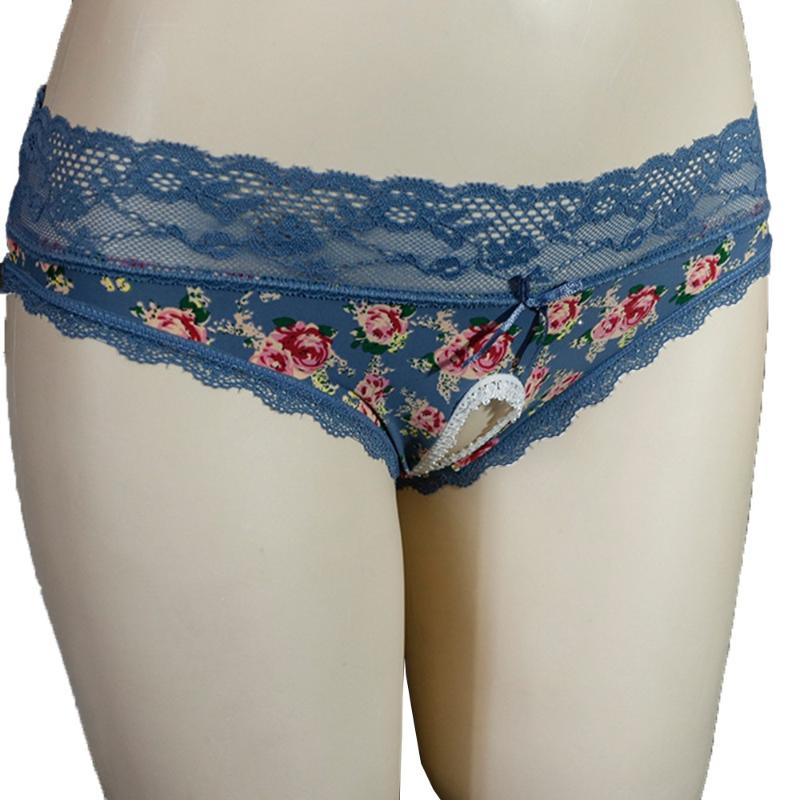 

Underpants Men Sexy Lace Transparent Open-File Briefs Taking Off Passion Shorts Men's Open Panties, Black;white