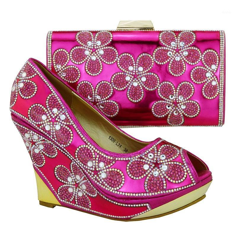 

Pink Color Wedges Shoe And Bag To Match For Women Italian With Matching Set Glitter African Dress Shoes, Blue