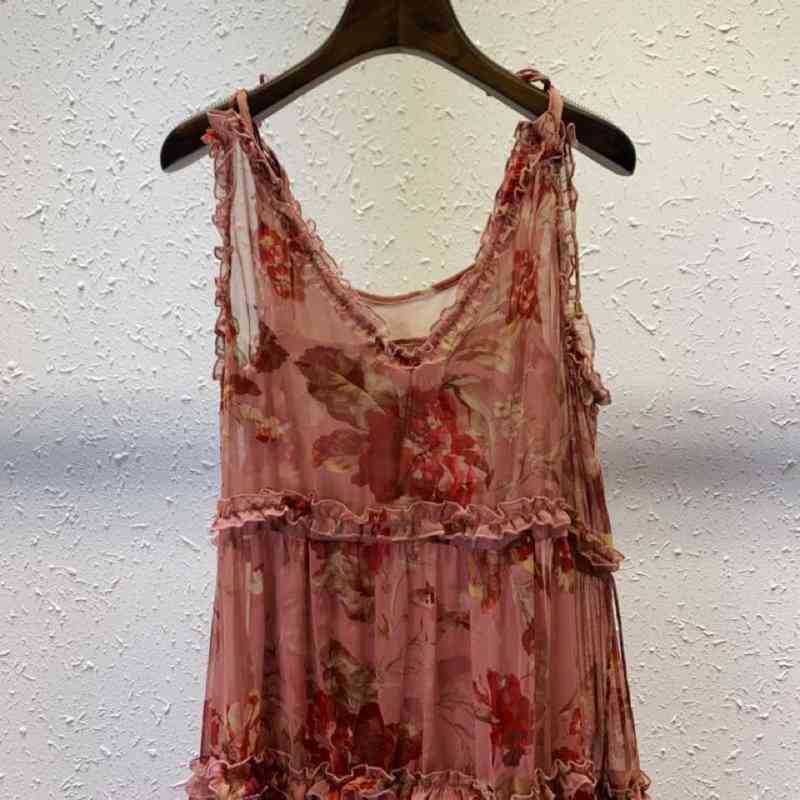 

Casual Dresses brand Australian designer print V-neck sleeveless fresh dress for women OA7M, Multi