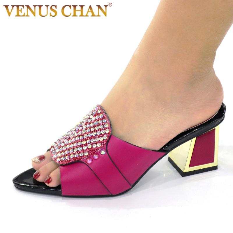 

Fuchsia Color Wedding Shoes For Women Sweet Style Royal Party Slingbacks Sandals Designer Luxury 2021 Dress, Black